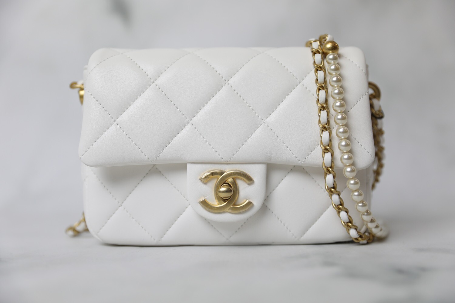 chanel white top handle