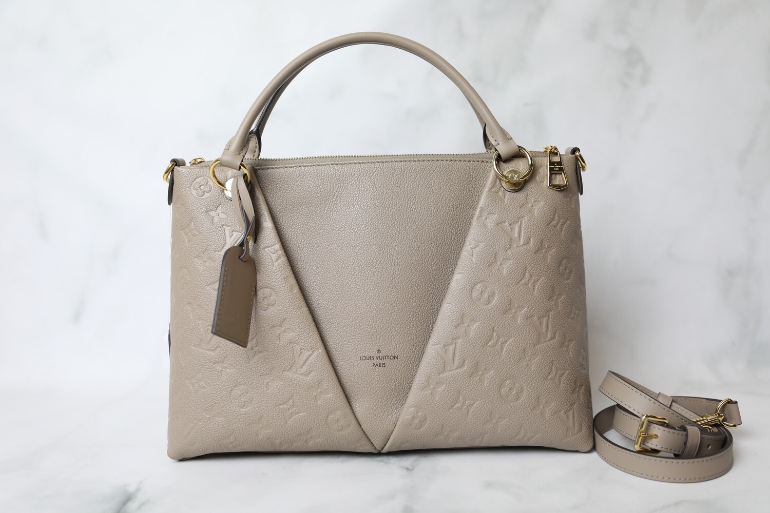Louis Vuitton V Tote MM, Turtledove Empreinte Leather, Preowned in Box  WA001 - Julia Rose Boston
