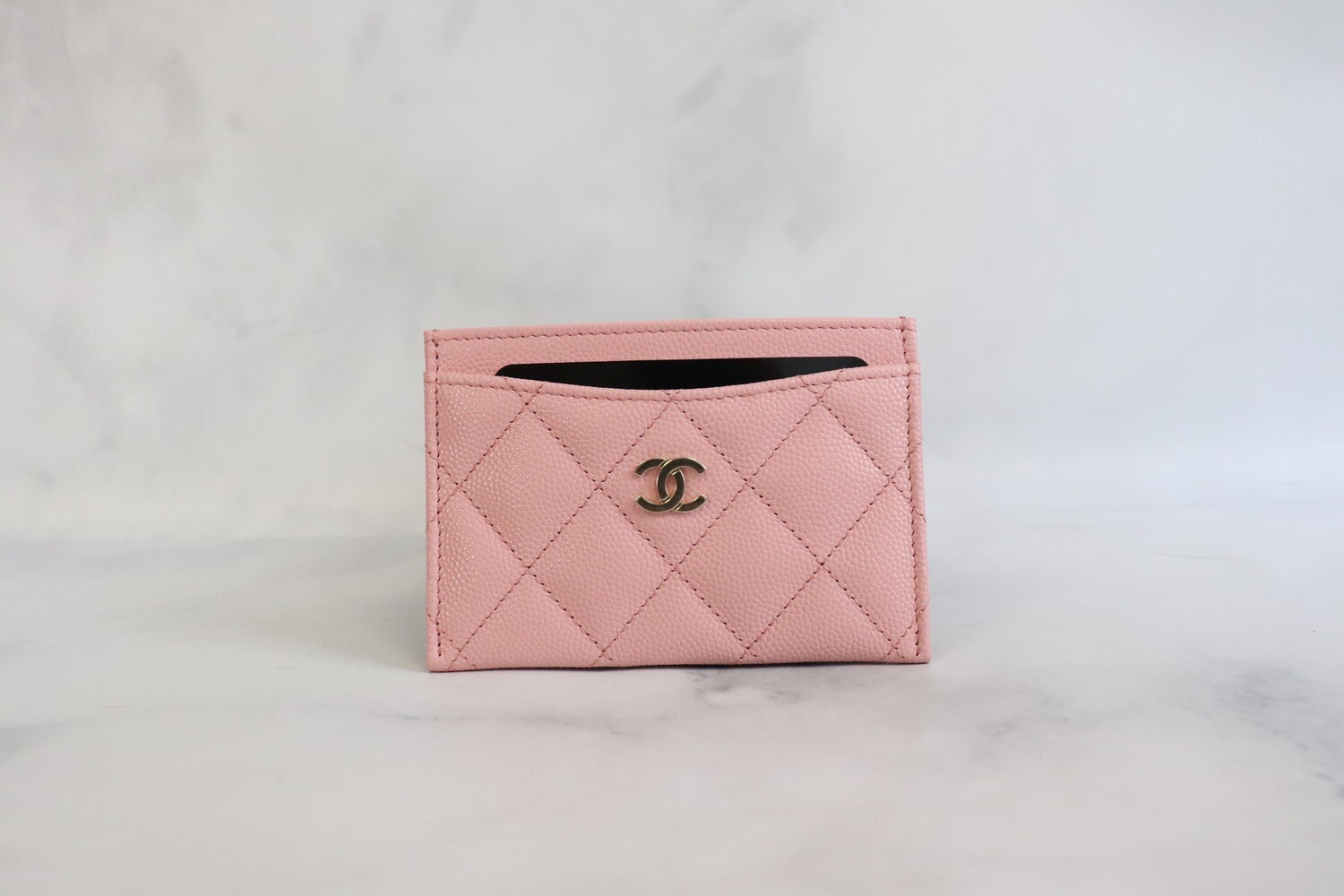 Chanel Classic Flat Card Holder, Beige Caviar Leather with Gold Hardware,  New in Box GA003