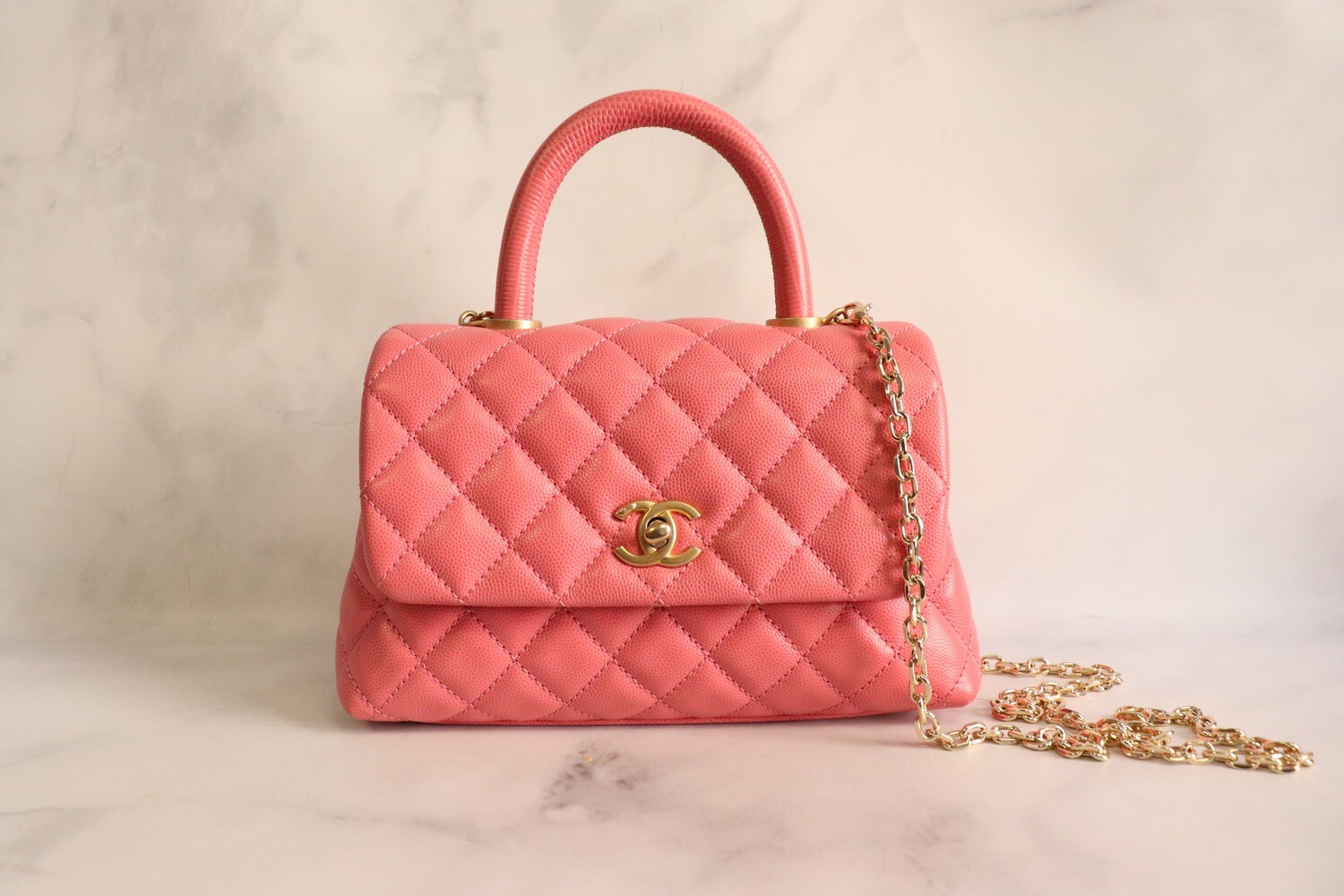 Chanel Coco Handle Mini (Small), Pink Caviar Leather, Brushed Gold  Hardware, Preowned (No Strap) in Dustbag