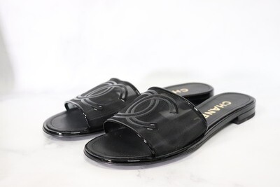 Chanel Shoes Sandals Slides Black, As New in Box, Size 36