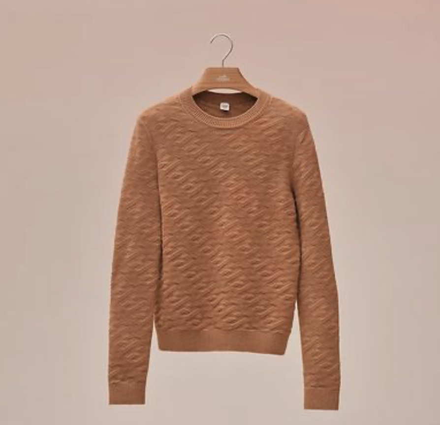 Hermes Clothing Sweater H, Brown (Brun Noisett), New in Box, Size 40