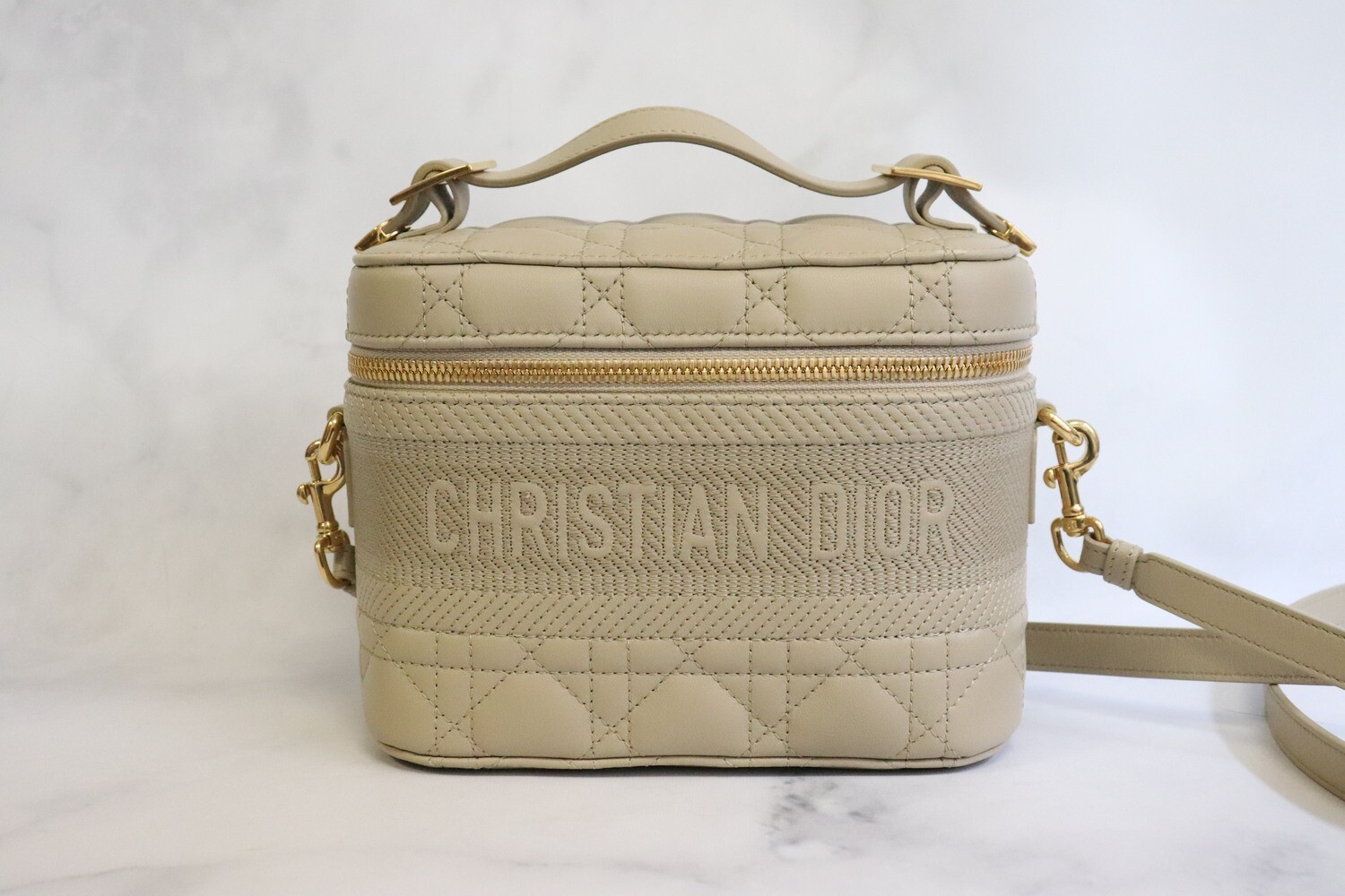 Dior Vanity Beige Leather, Gold Hardware, Preowned (Mint Condition) - No Dustbag