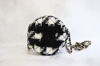Chanel Round Black and Tweed, Preowned in Dustbag
