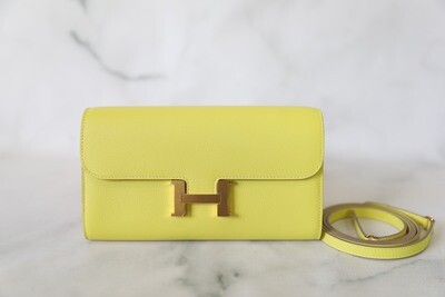 Hermes Constance To Go Wallet, Yellow, New in Box WA001