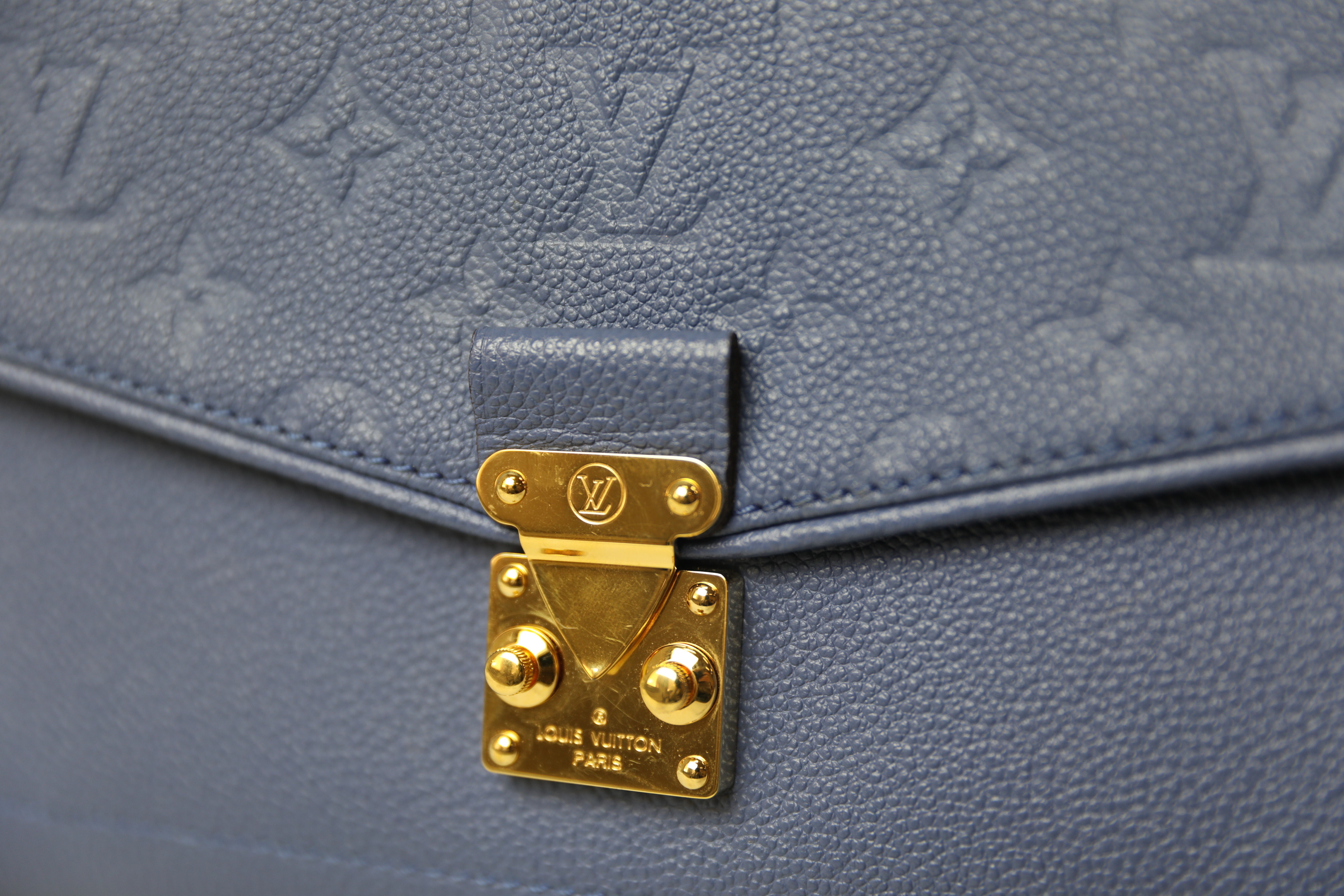 Louis Vuitton St. Germain MM, Blue Denim Leather, Preowned in