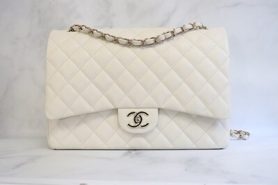 Chanel Classic Maxi Double Flap, Ivory Caviar Leather, Gold Hardware, New in Box