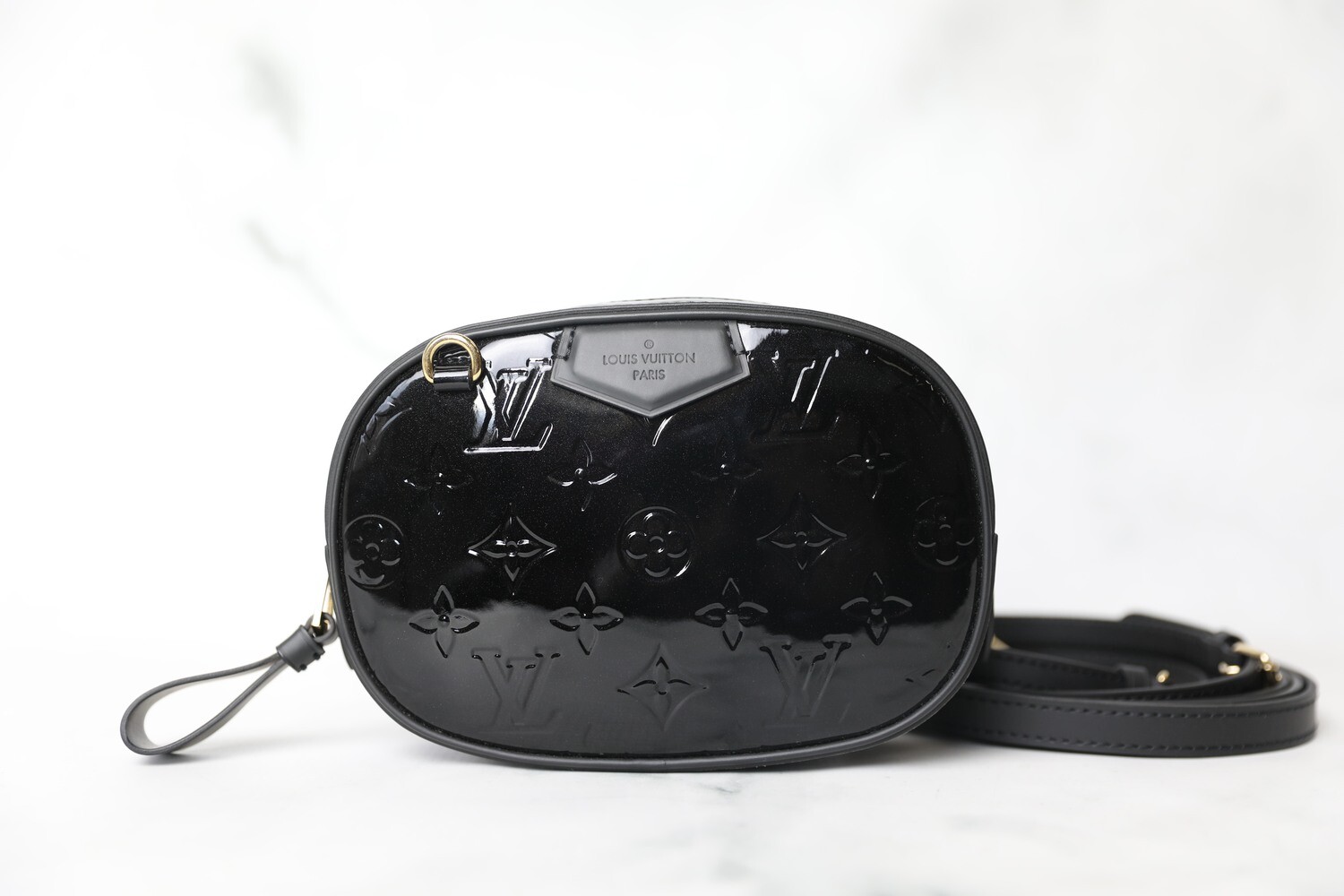 Louis Vuitton Round Convertible Belt Bag, Black Vernis Patent