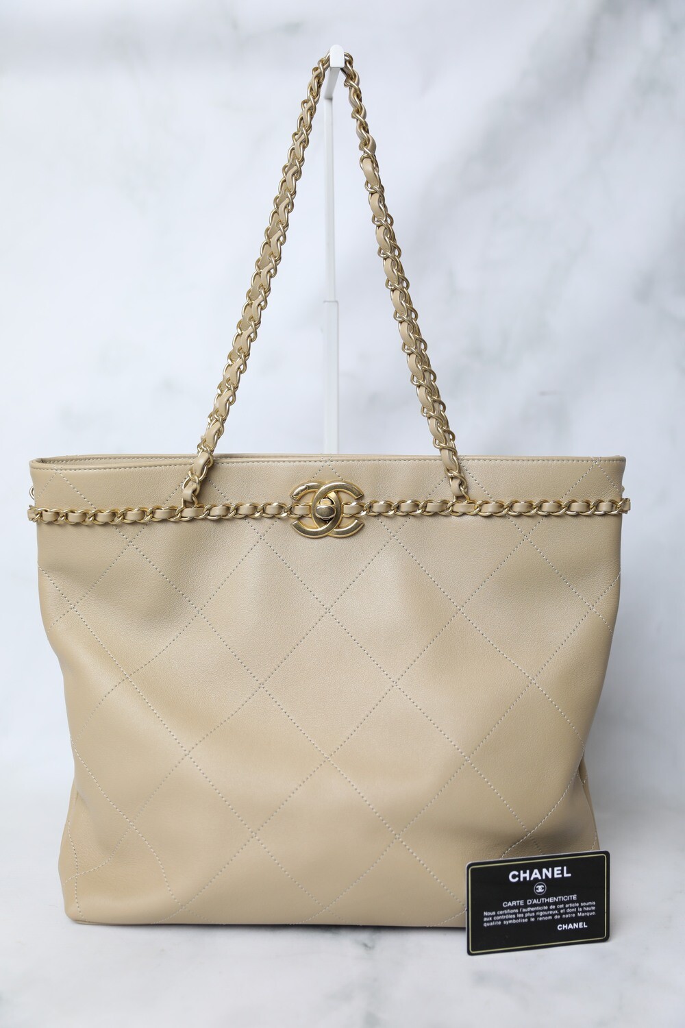 Chanel Chain Shopping Tote, Beige Calfskin with Gold Hardware, Preowned in  Box WA001 - Julia Rose Boston