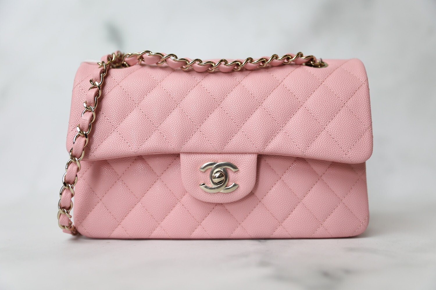 Chanel Classic Small Double Flap, Pink Caviar Leather with Gold Hardware, New in Box WA001