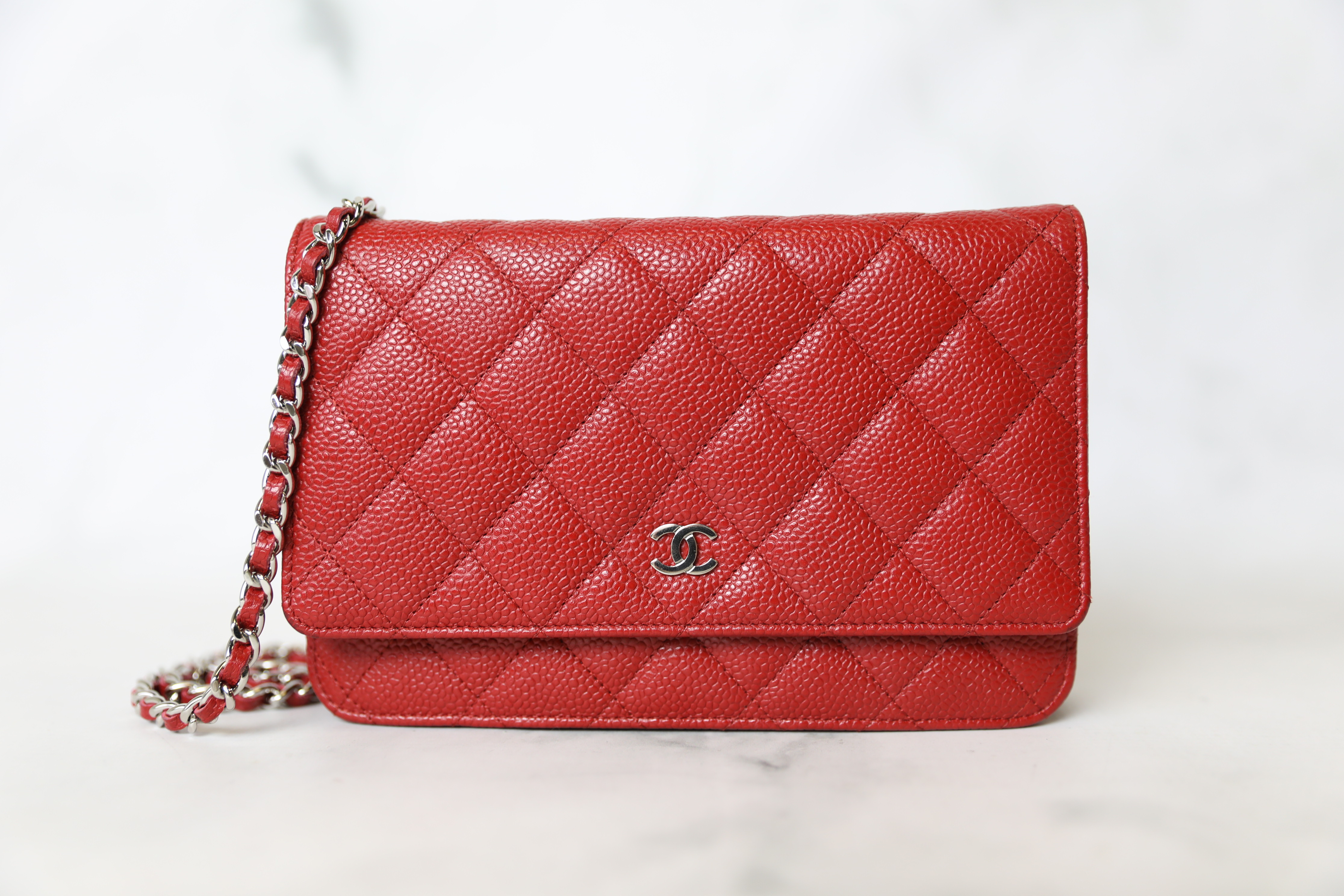 Chanel Classic Wallet on Chain. Red Caviar with Silver Hardware, Preowned  in Box WA001 - Julia Rose Boston