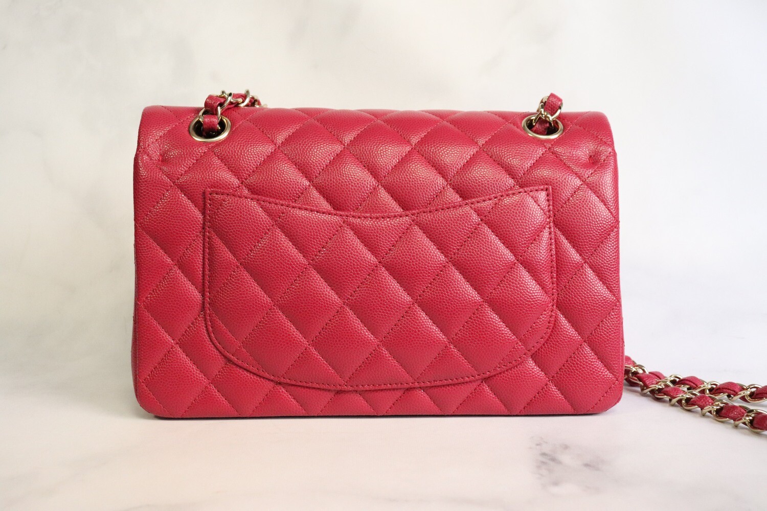 Chanel Classic Small Double Flap, 21k Dark Pink Caviar Leather, Gold  Hardware, Preowned in Box