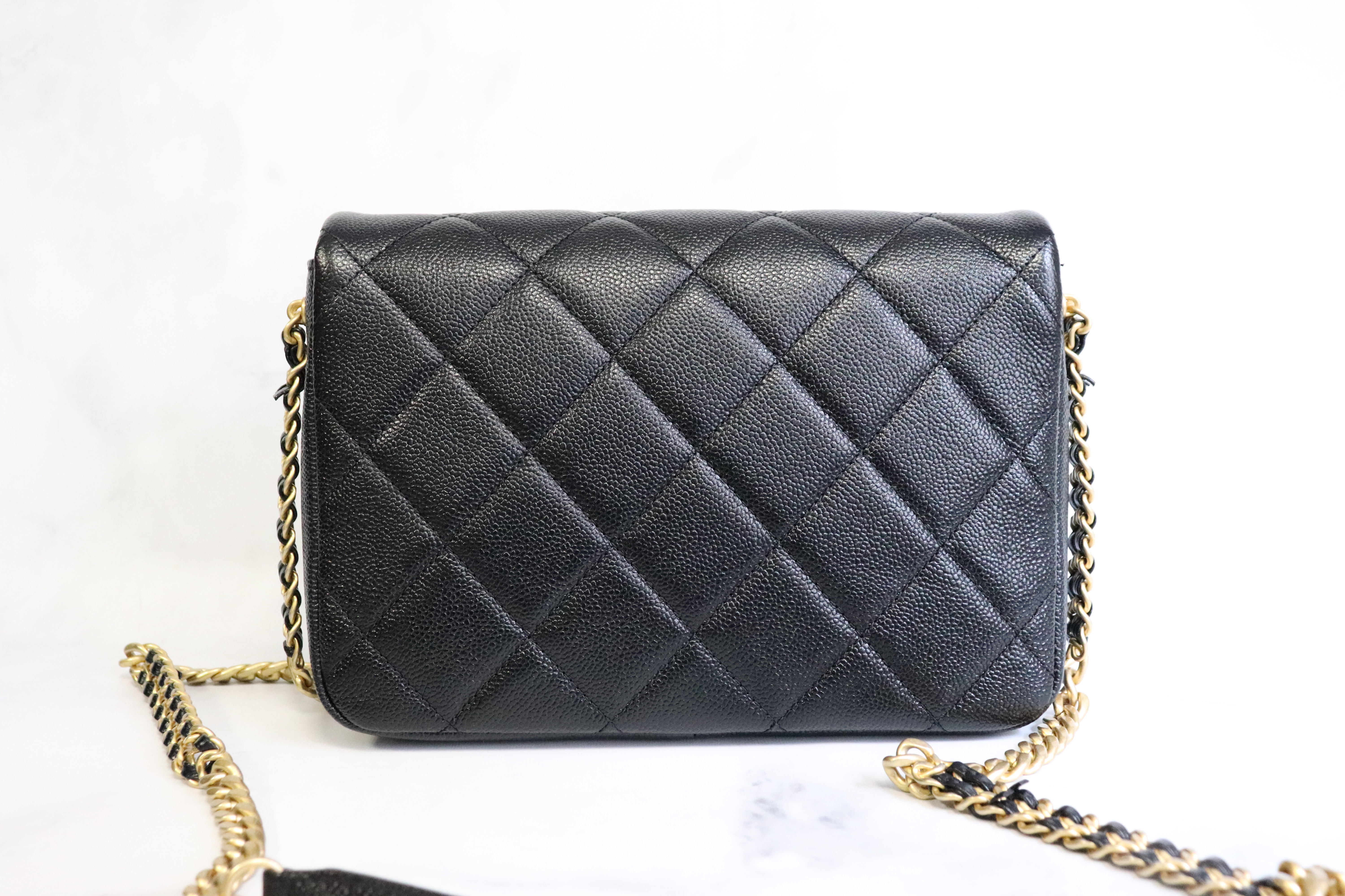 Chanel Top Handle Mini Rectangle Flap in 21S Black Caviar Aged GHW