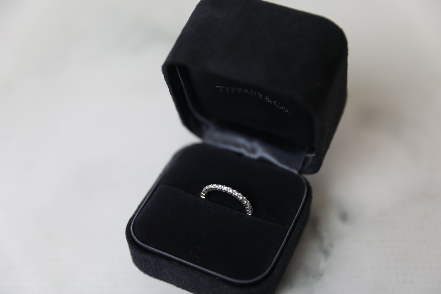 Tiffany &amp; Co Embrace Platinum and Diamond Eternity Ring, Size 6.5, Preowned in Box WA001