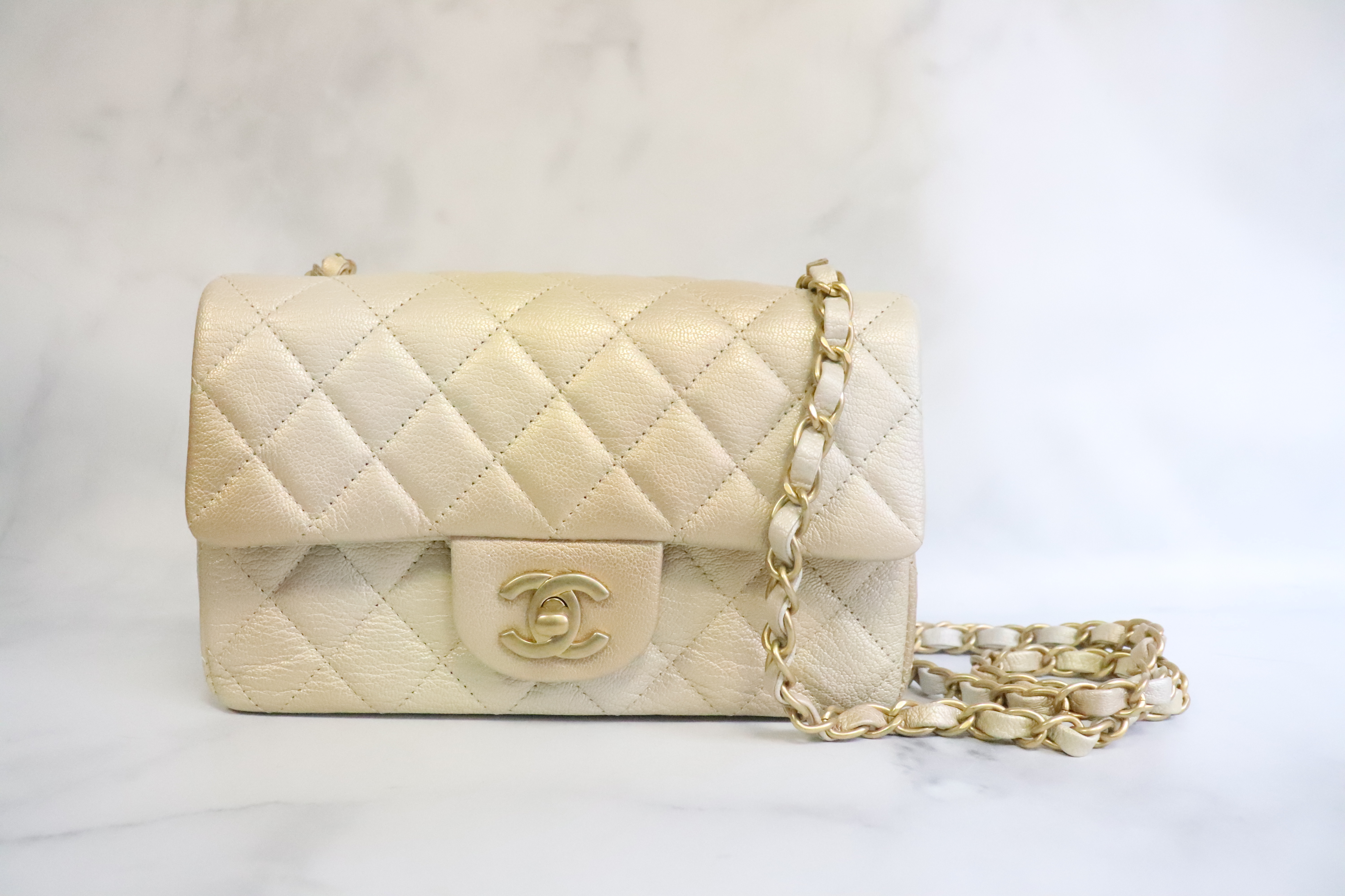 Chanel Mini Rectangle Ombre Goatskin Leather, Brushed Gold