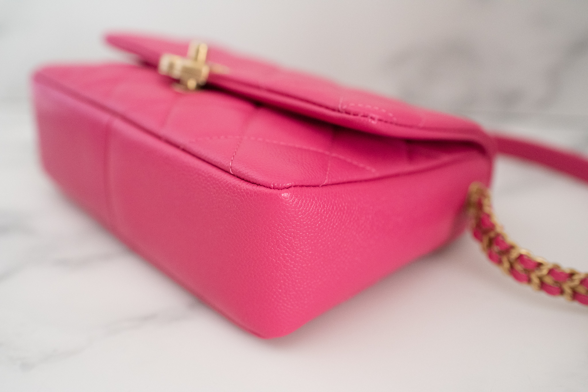 Chanel Melody Flap Small Hot Pink Caviar Leather, Brushed Gold Hardware,  New in Box GA001 MA001