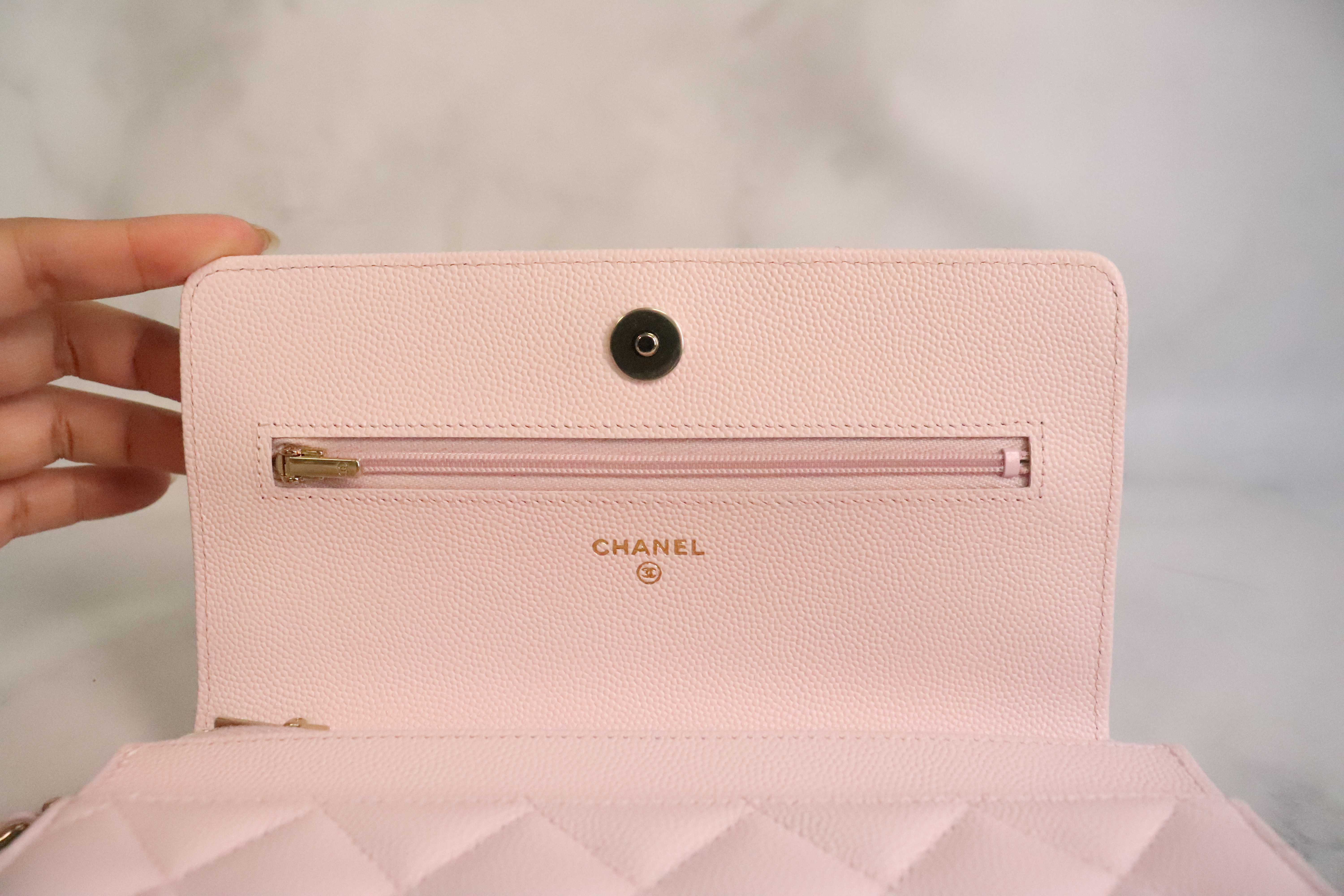 Chanel Classic Wallet on Chain, 22P Light Pink Caviar Leather, Gold Hardware,  New in Box MA001 - Julia Rose Boston