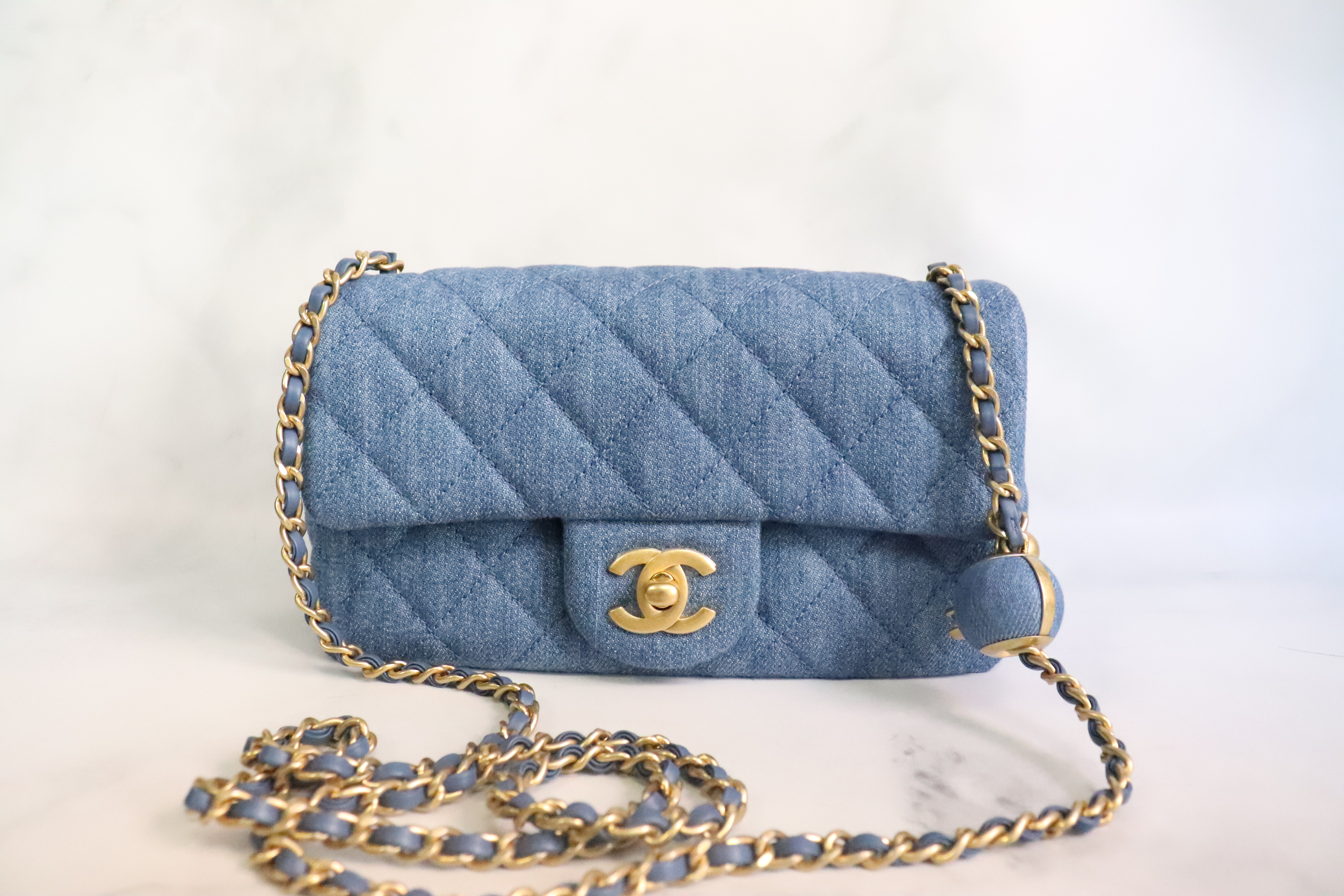 Votre Luxe - Chanel Mini Denim Belt Bag with Pearl Crush ($3860