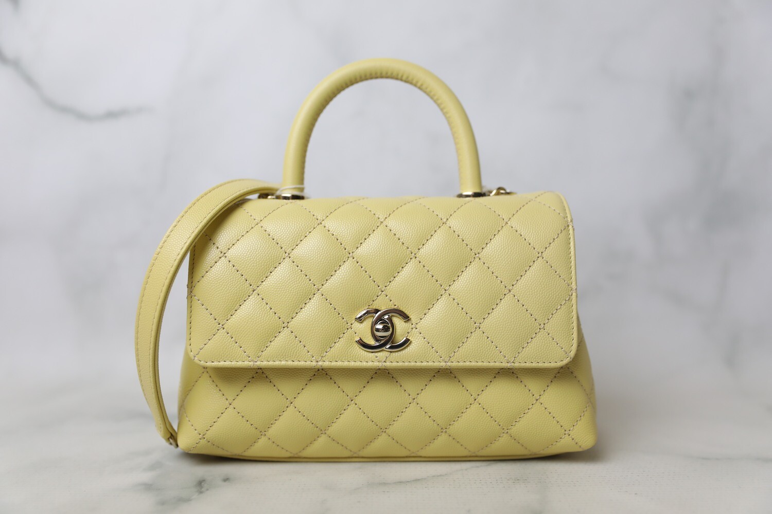 Chanel Coco Handle Mini, Yellow Caviar with Gold Hardware, New in Box WA001