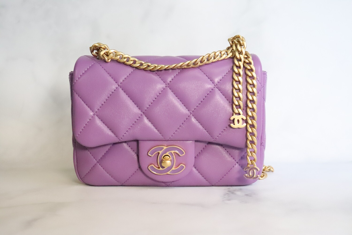 Chanel Seasonal Flap Bag, 22P Purple Lambskin Leather, Gold Hardware