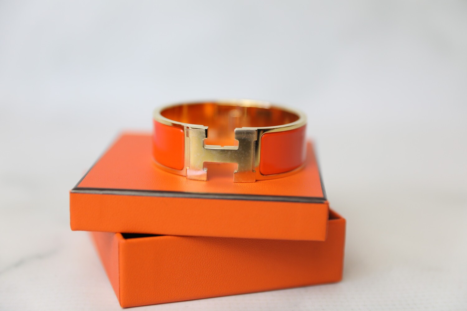 Hermes Clic Clac Bracelet PM, Orange with Gold Hardware, New in Box WA001