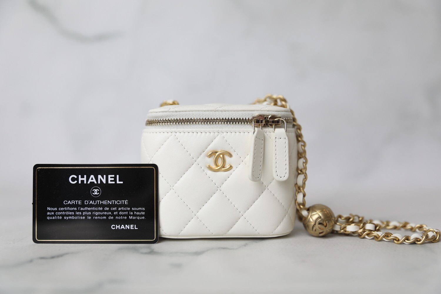 Chanel Mini Vanity Pearl Crush Grey Lambskin 