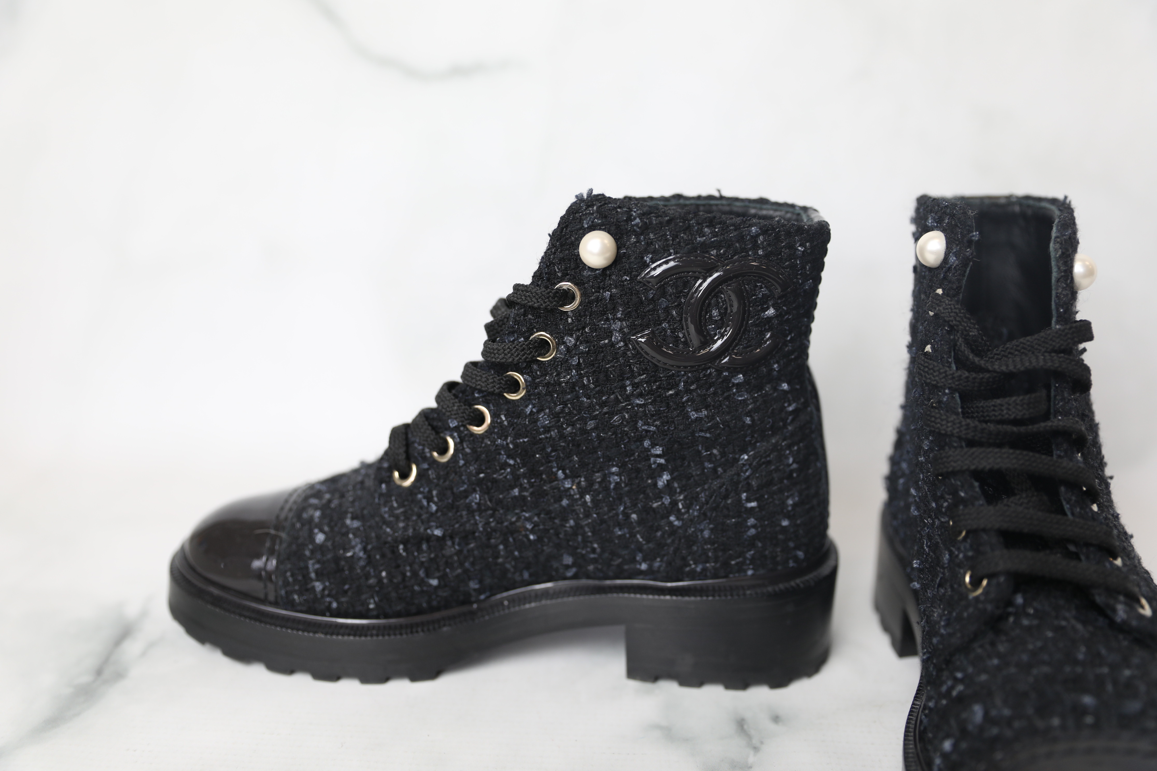Chanel Tweed & Leather Combat Boot, Size 6 (Authentic Pre-Owned) - ShopStyle