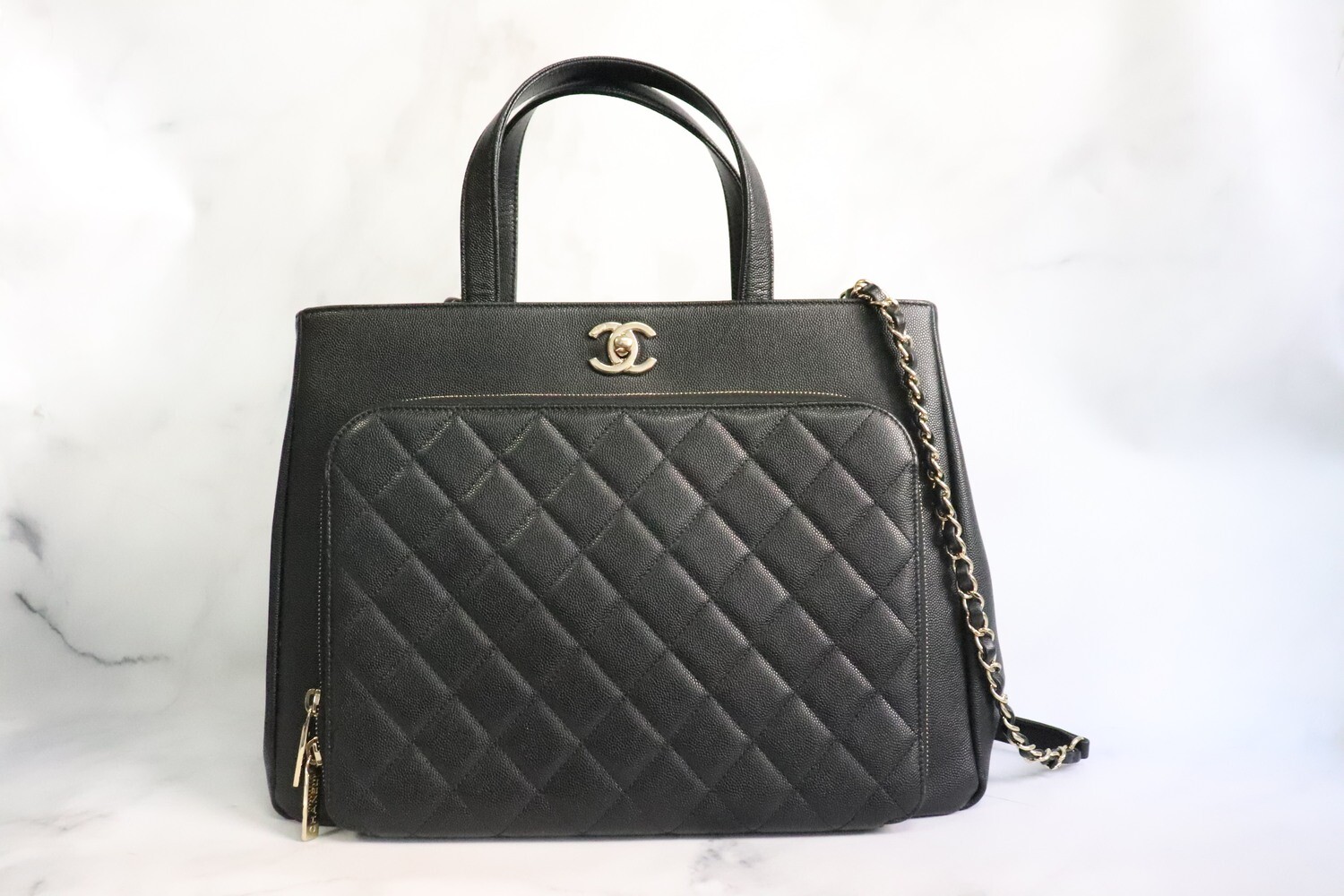 chanel black bag tote large