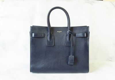 Saint Laurent Sac De Jour Dark Blue Smooth Leather, Gold Hardware, Pre Owned with Dustbag