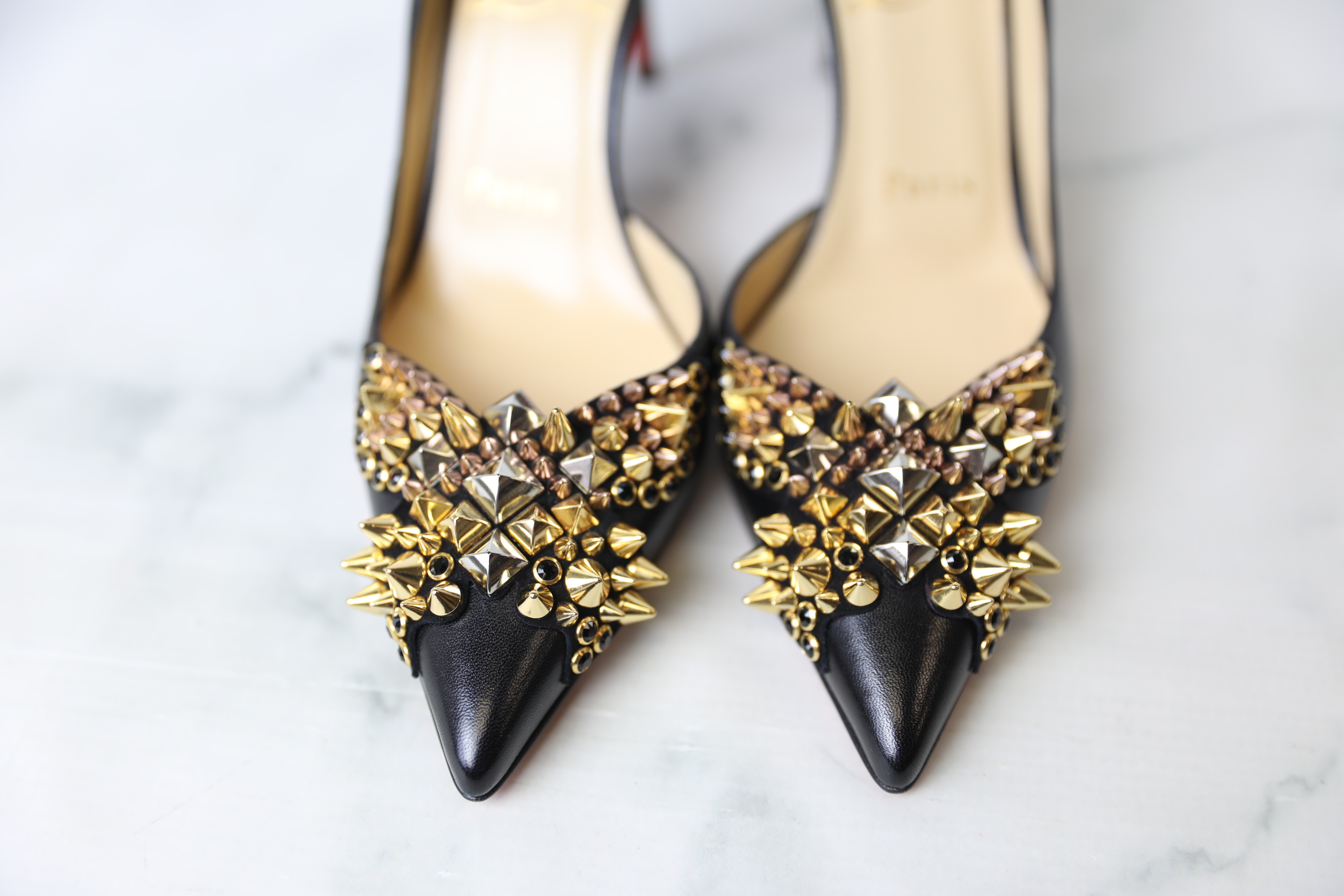 Christian Louboutin, Shoes, Summer Saleno Offerschristian Louboutin Black  Gold Sandals 395