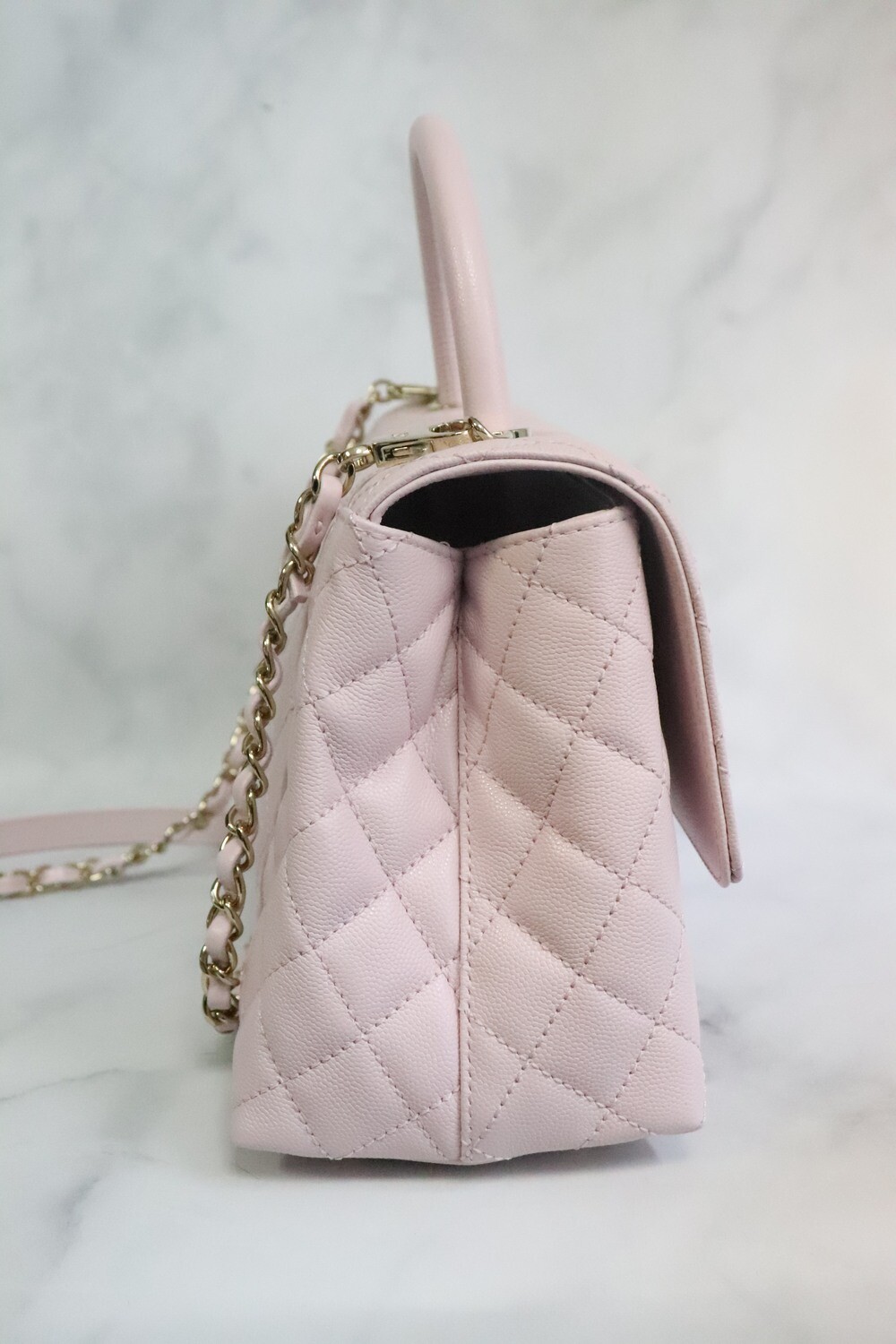 CHANEL Iridescent Calfskin Quilted Medium Double Flap Light Pink