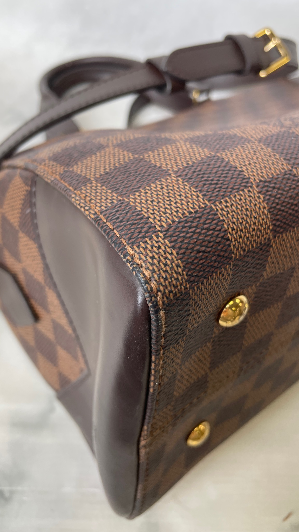 Louis Vuitton Damier Ebene Kensington Bowling Satchel Bag with Box &Dust Bag