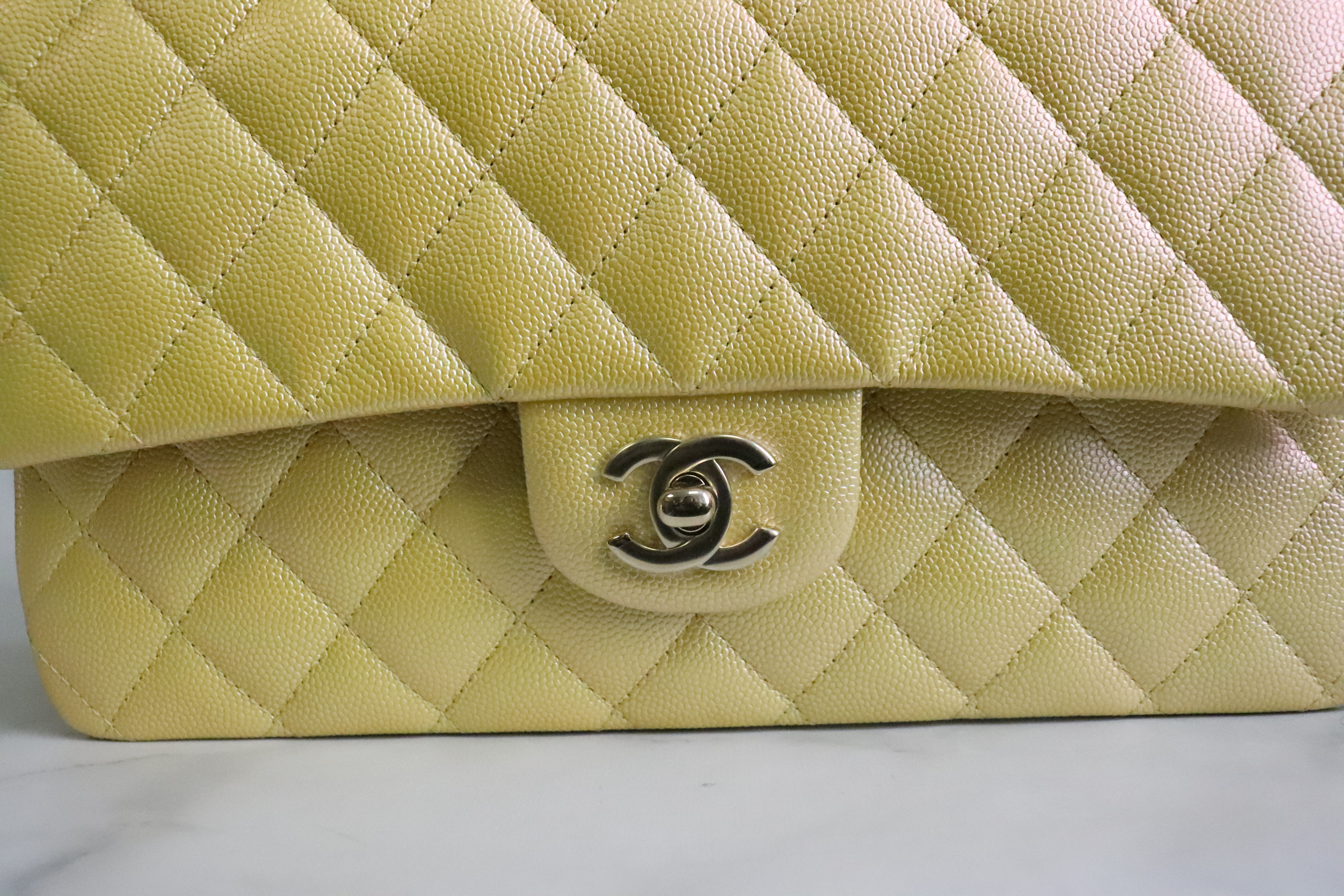 Chanel Classic Medium Double Flap, 22P Iridescent Yellow Gold