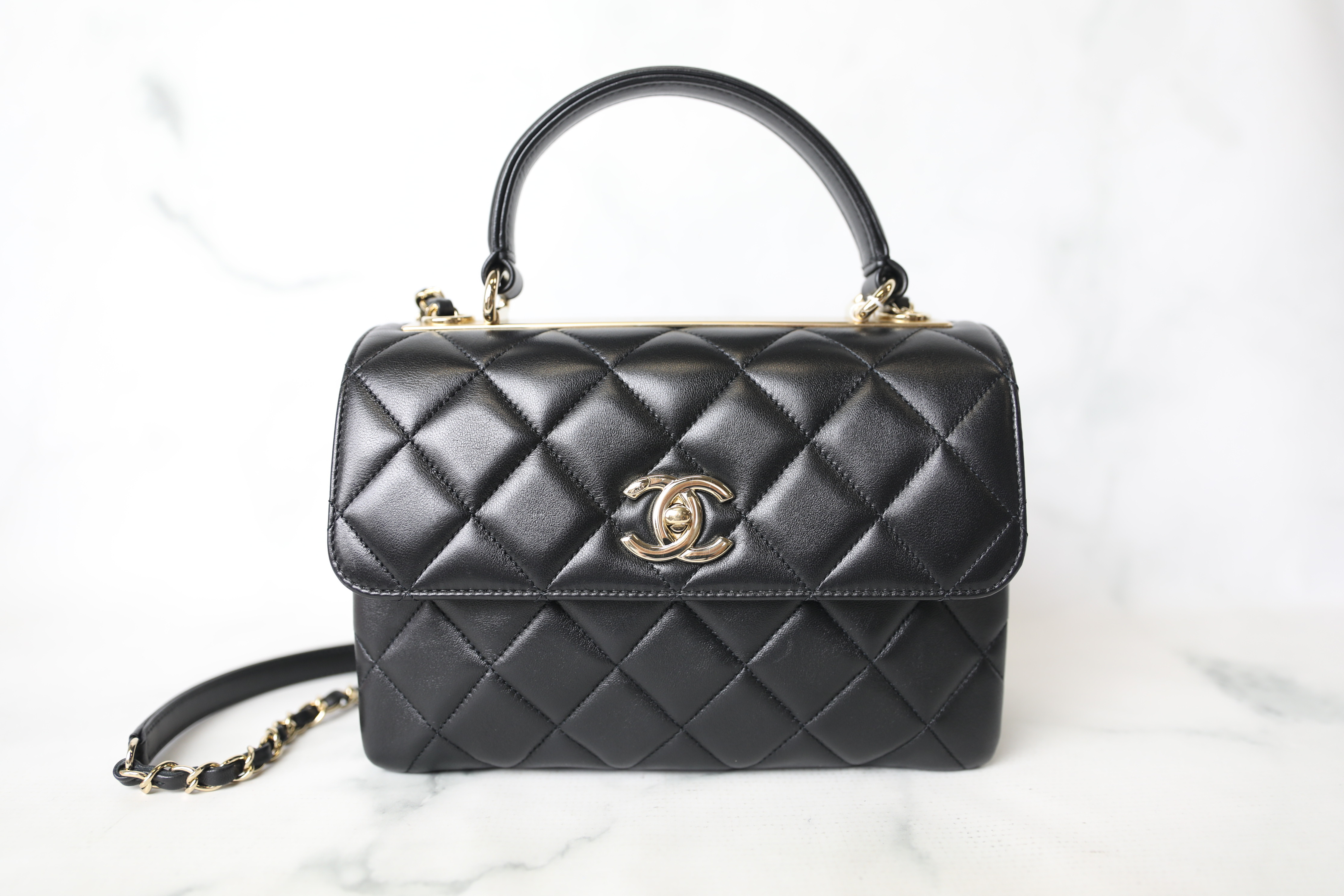 Chanel Trendy Small, Black Lambskin with Gold Hardware, Preowned in Box  WA001 - Julia Rose Boston
