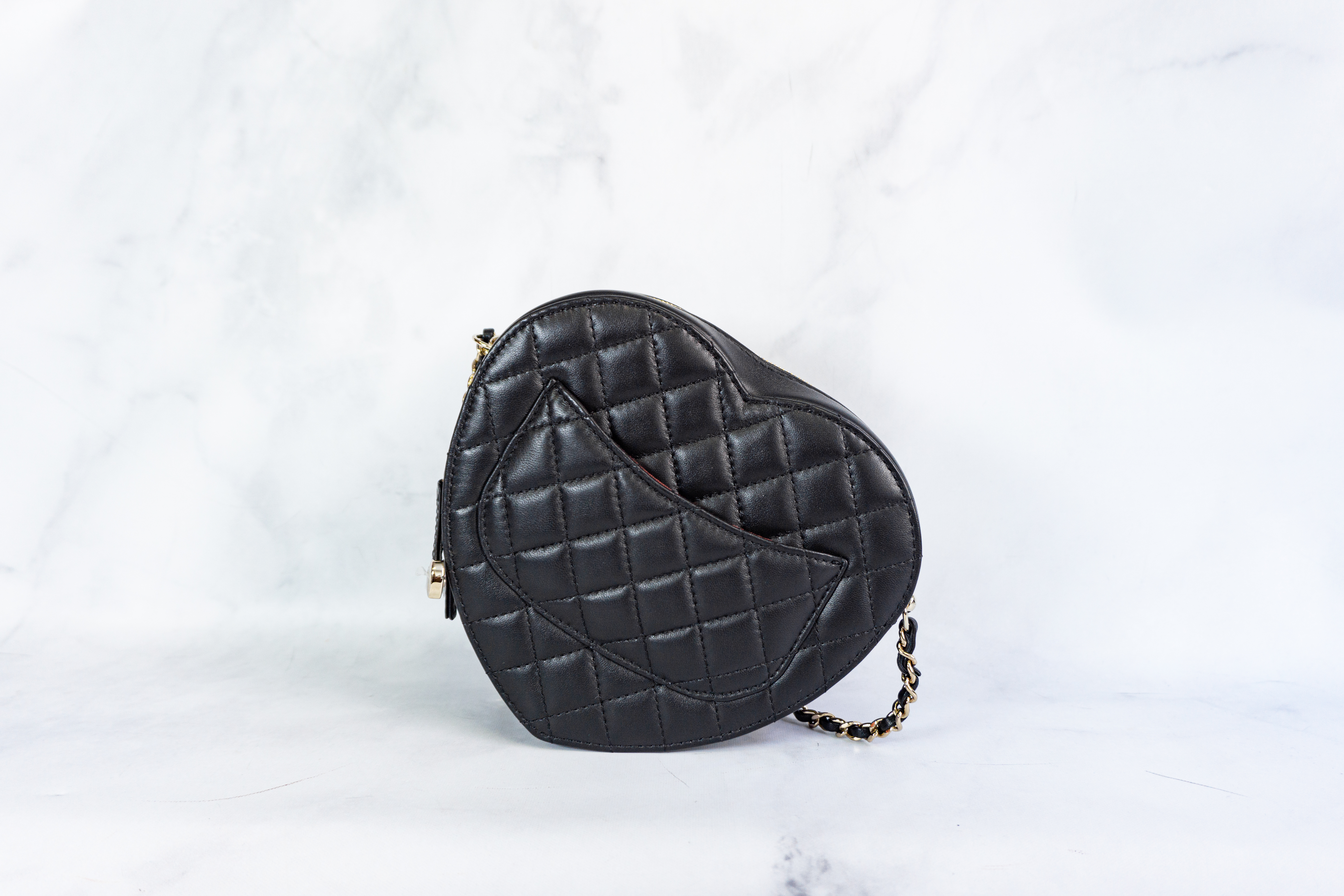 Chanel CC In Love Large Heart Bag Black Lambskin Light Gold
