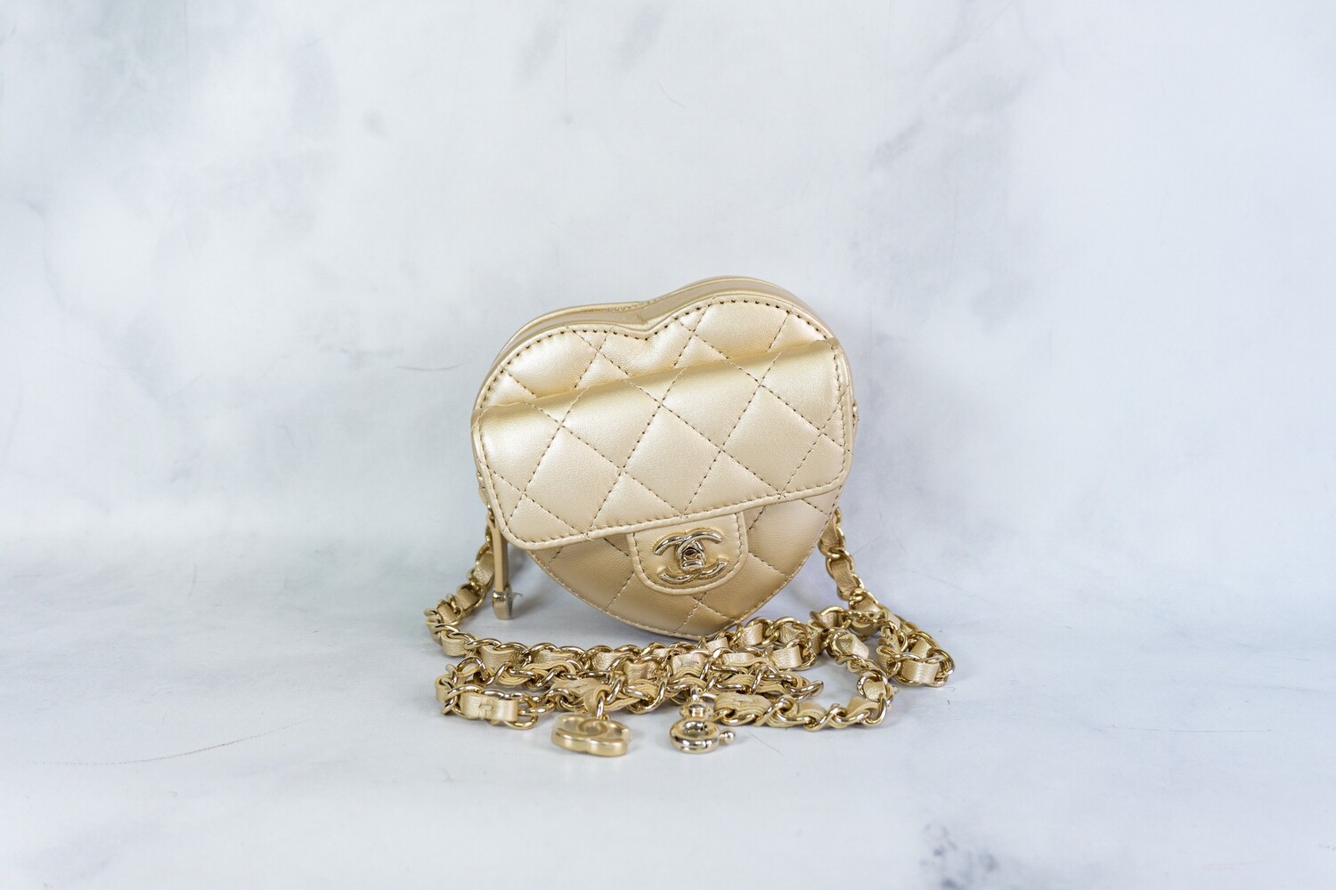 Chanel Heart Belt Bag, Gold Lambskin Leather, Gold Hardware, New in Box