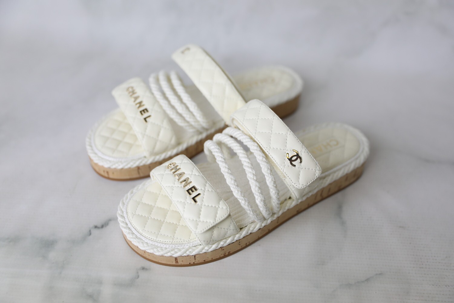 Chanel Rope Sandals, White, Size 40, New in Box WA001 - Julia Rose Boston