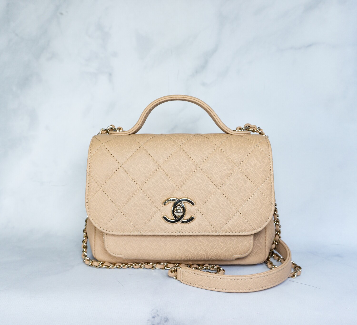 Chanel Business Affinity, Beige Caviar Leather with Gold Hardware, Like New in Box