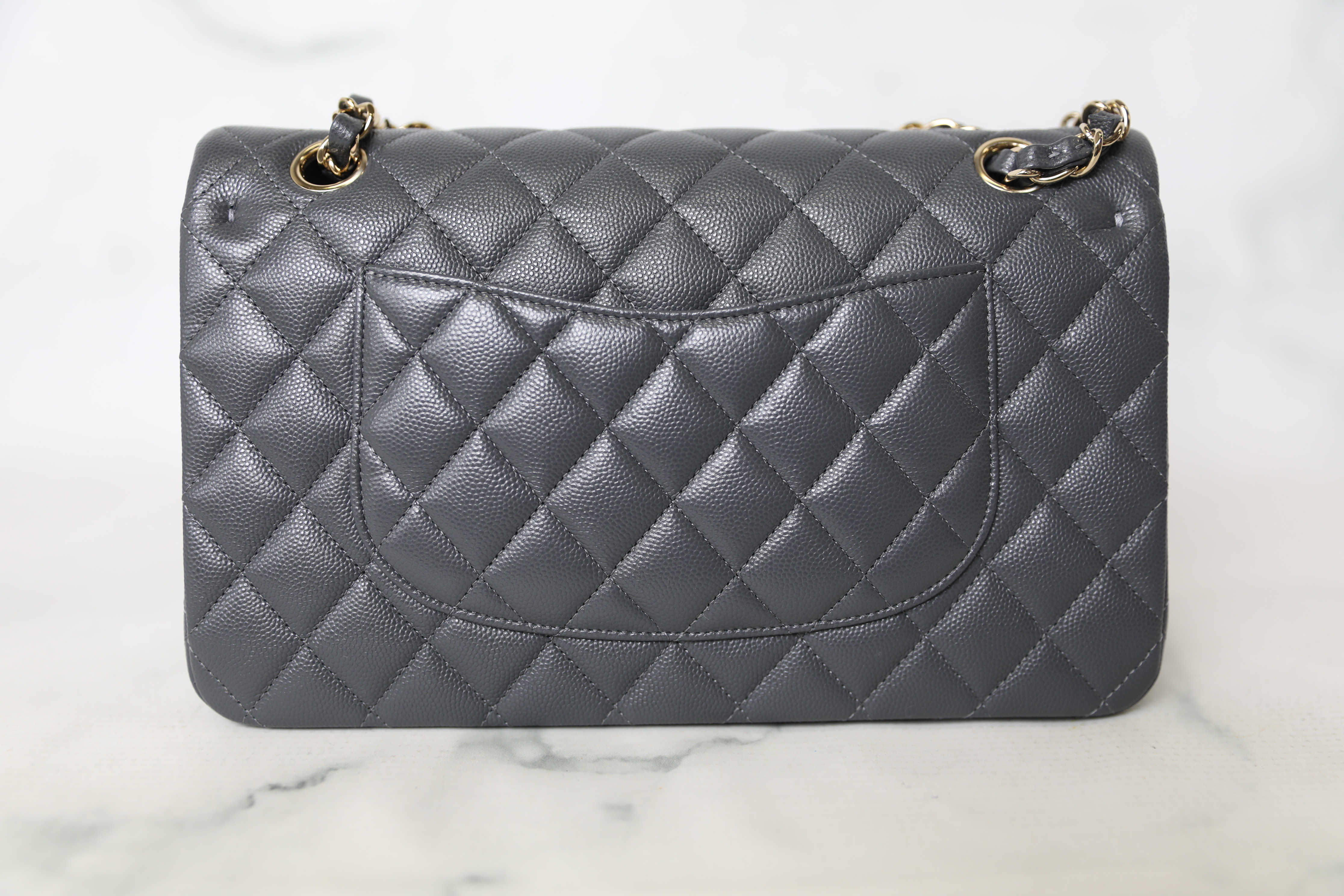 Chanel Classic Medium Double Flap, 21B Grey Caviar Leather with Gold  Hardware, Preowned in Box WA001 - Julia Rose Boston