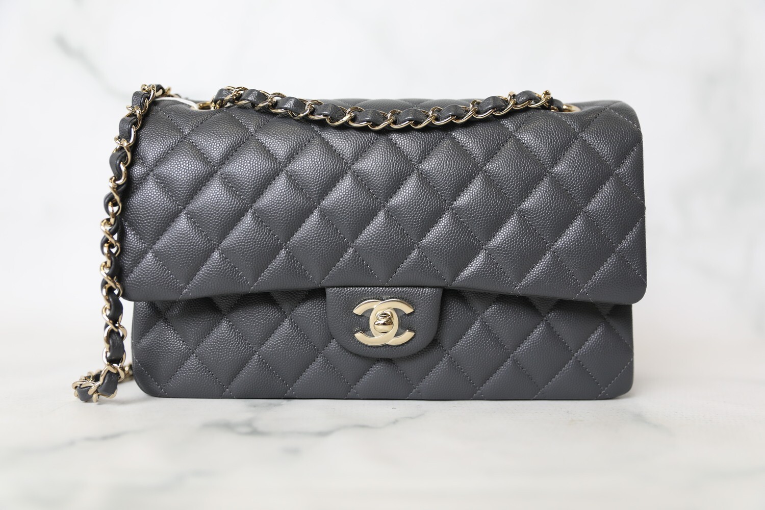 Dark Grey Caviar Chanel Classic Grey Flap Bag Dark Grey Chanel