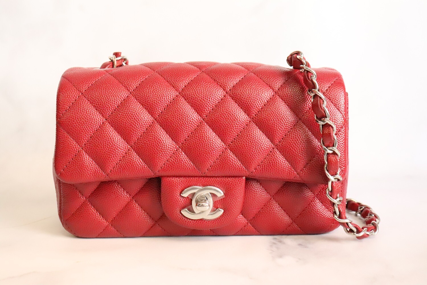 Chanel Vanity With Chain 2021 Mini Red  Nice Bag