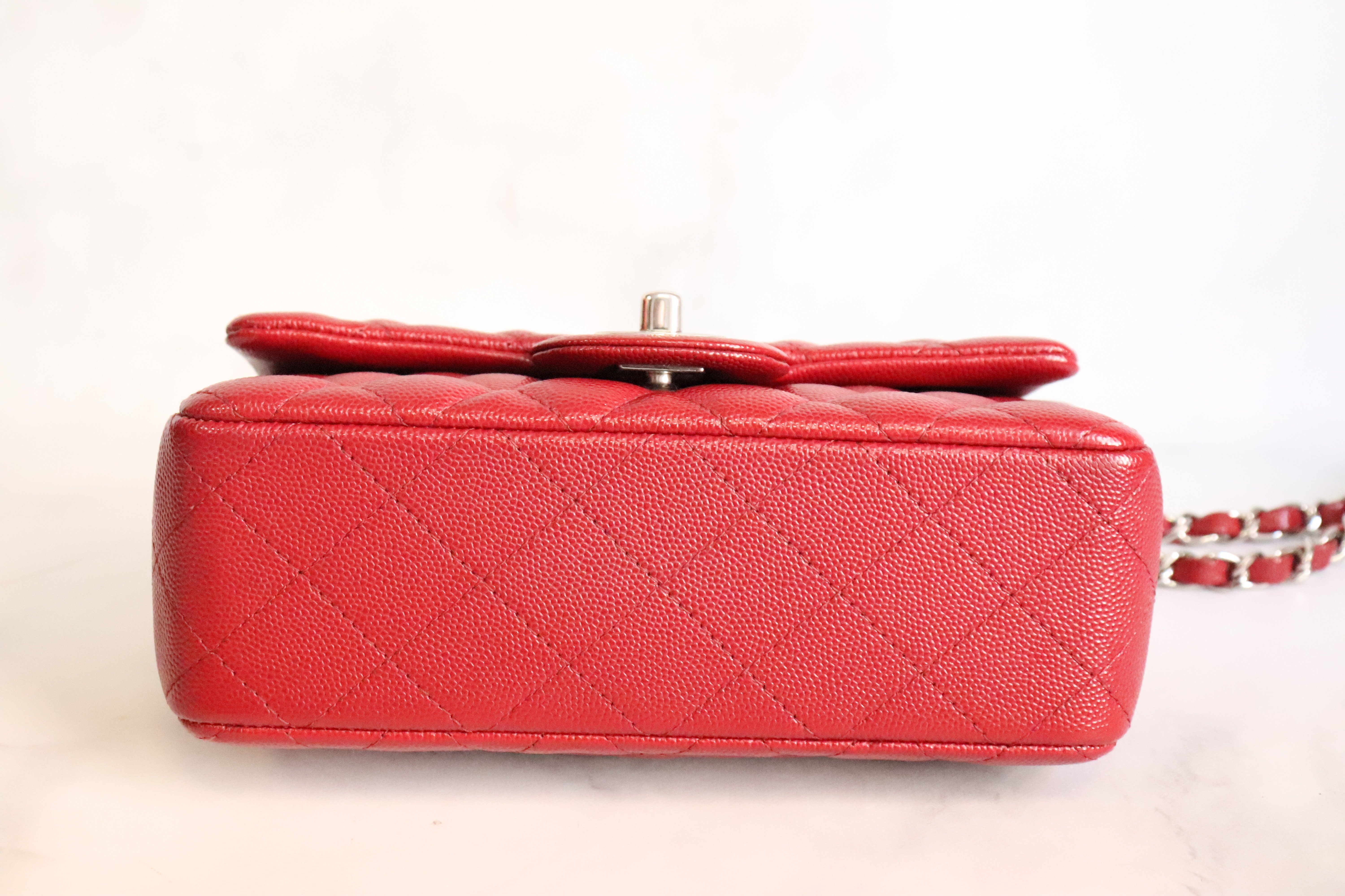 Chanel Mini Rectangle, 17B Red Caviar Leather with Silver Hardware, Preowned  in Dustbag MA001 - Julia Rose Boston