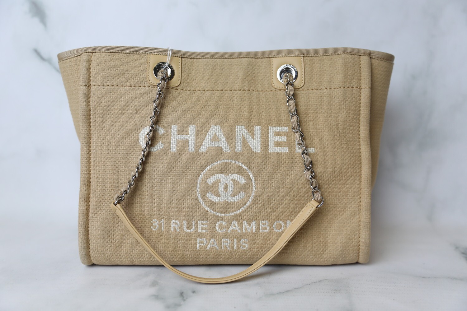 Chanel Deauville Small, Beige with Silver Hardware, New in Dustbag MA001