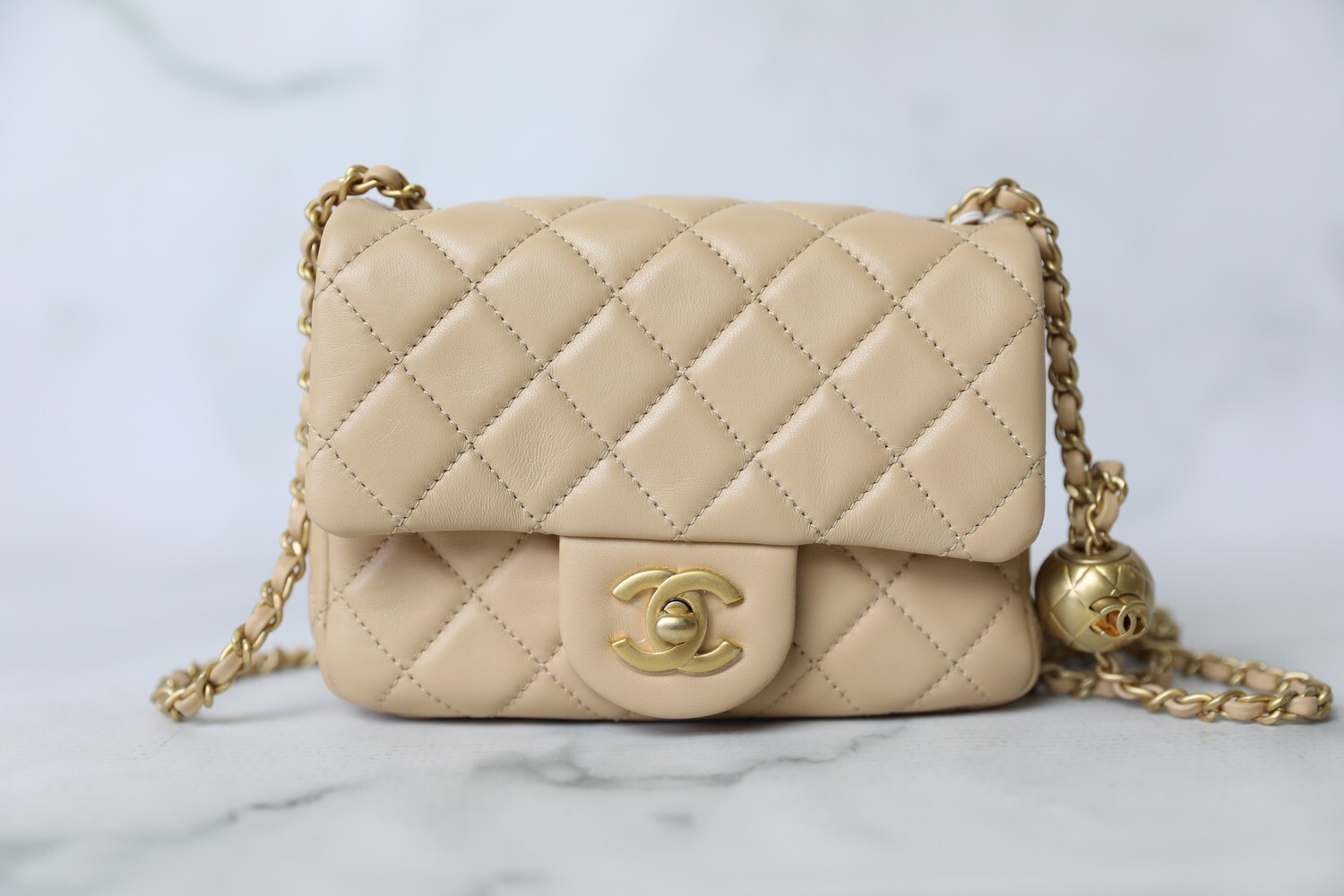 Chanel Pearl Crush Mini, Beige Lambskin with Gold Hardware, Preowned in Box  WA001 - Julia Rose Boston