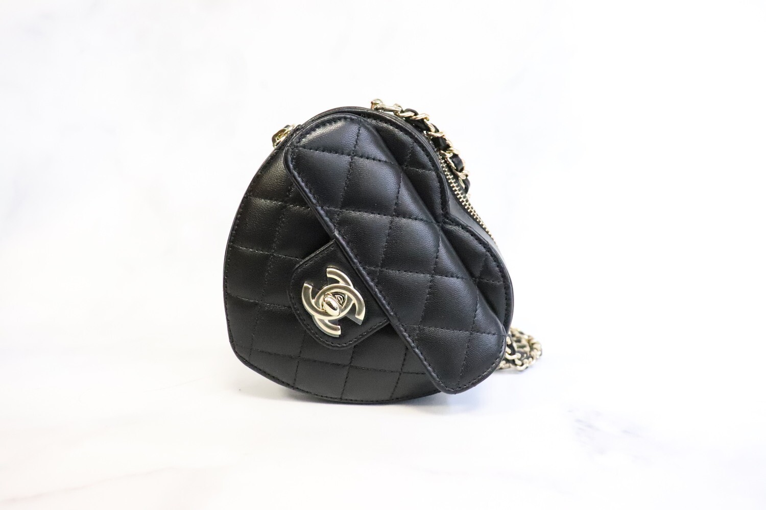 Chanel Heart Bag, Large, Black Lambskin Leather, Gold Hardware, New in Box  GA002