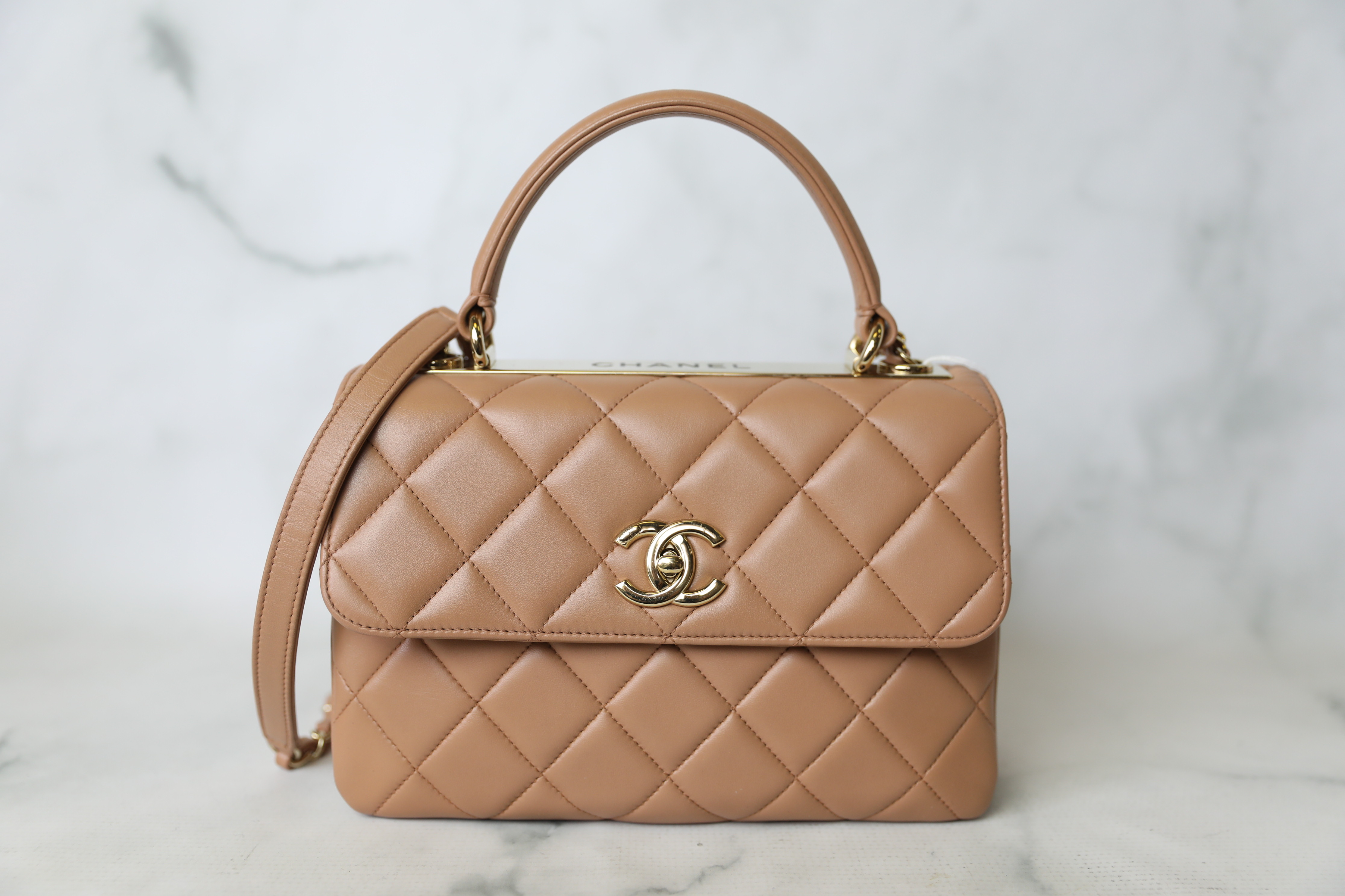 Chanel Small Trendy CC 19K Caramel Quilted Lambskin with light gold hardware