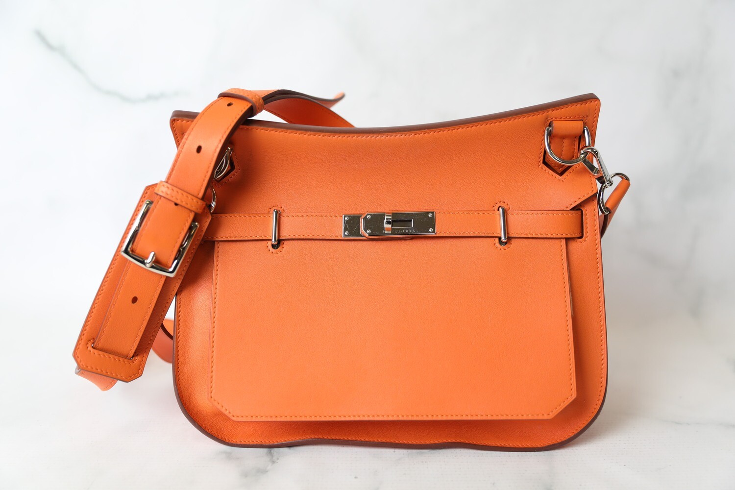 Hermes Jypsiere 31 Orange Clemence with Palladium Hardware