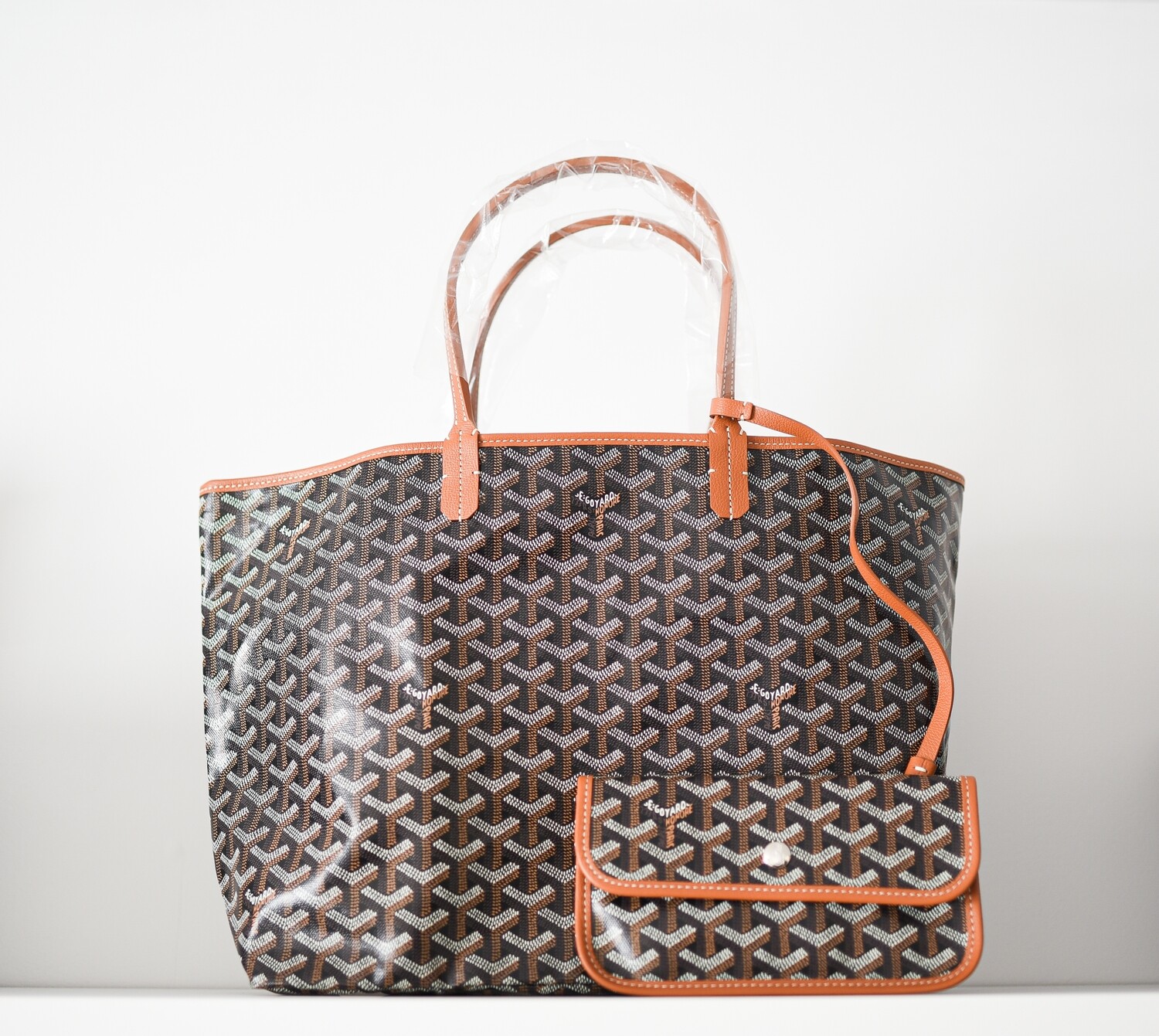 Goyard St. Louis PM Tote Black with Brown Trim, New in Dustbag
