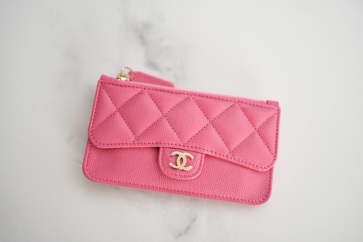 Chanel SLG Card Holder Wallet, Hot Pink Caviar Leather with Gold Hardware,  New in Box GA002