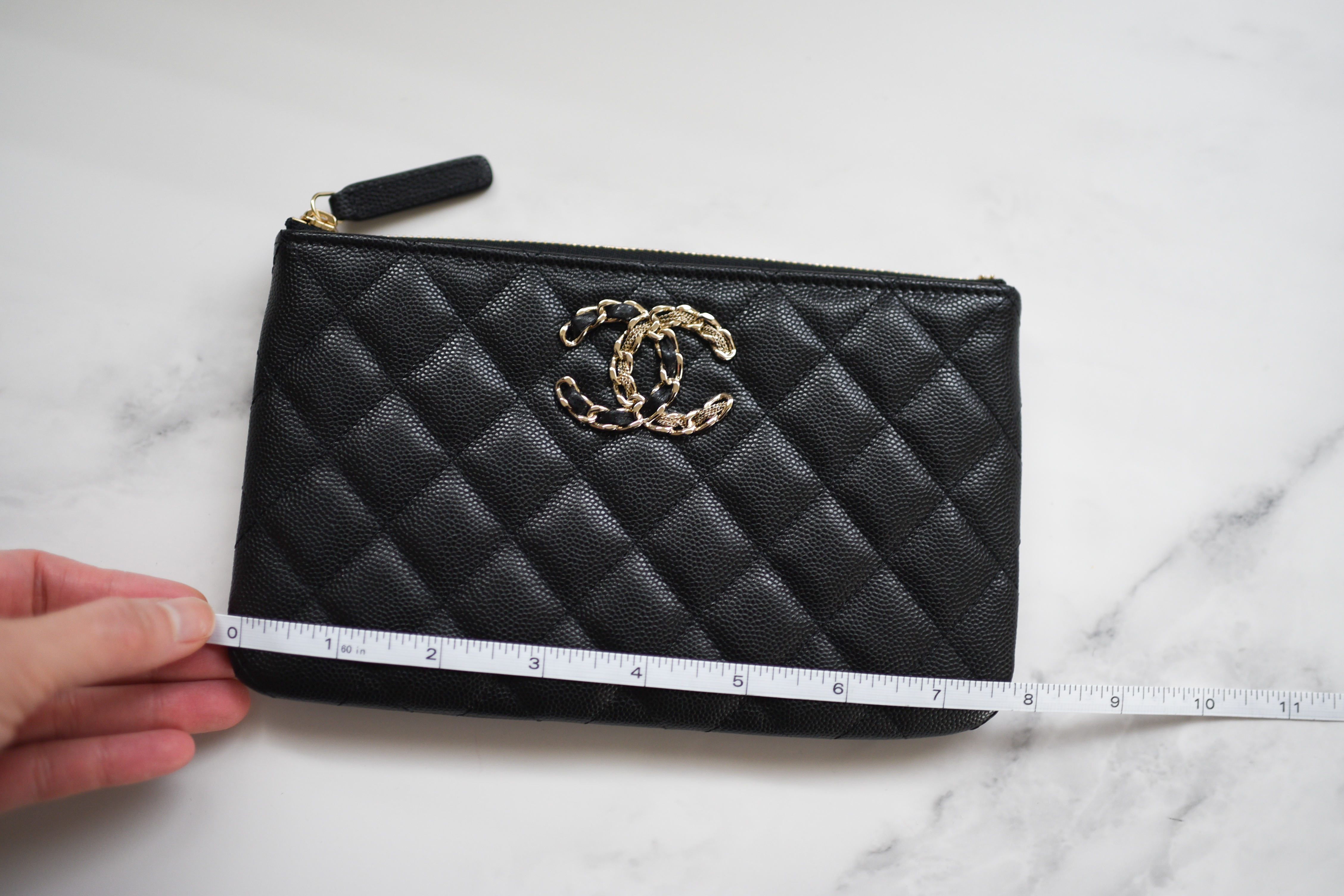 Chanel Small O Case, Black Caviar Leather with Large CC, New in